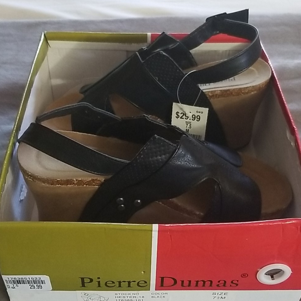 Black Clog Wedge Sandals- Brand New